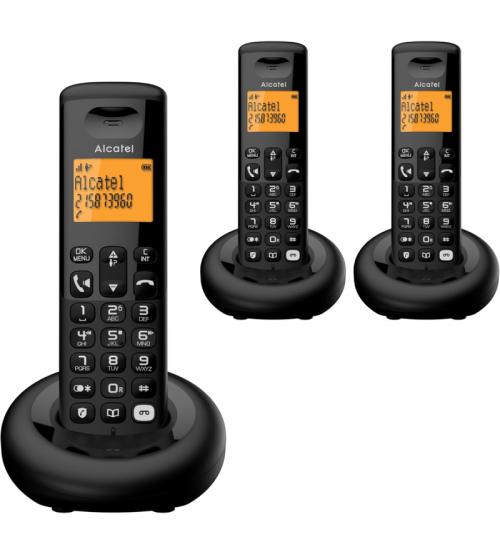 Alcatel ATL1427349 Digital Triple Cordless Phone with Answering Machine & Call Block- Black
