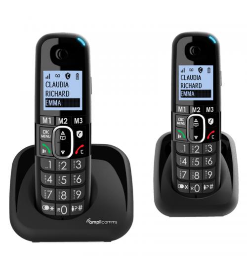 AmpliComms ATL1423457 BigTel 1502 Twin Digital Cordless Phone with Amplified Audio - Black