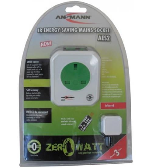 Ansmann 5024073/UK AES2 Energy Saving Mains Socket Infrared