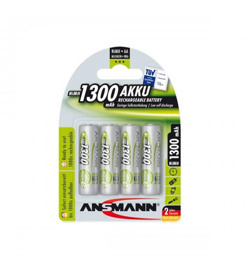 Ansmann 5030792 NiMH AA AkkuPower Rechargeable 1.2v Batteries 1300mAH - Pack of 4