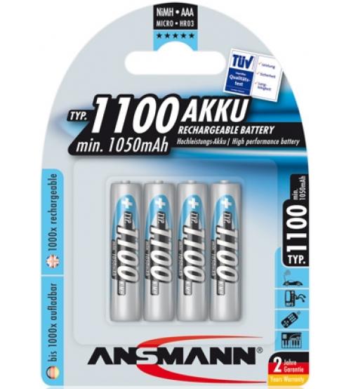 Ansmann 5035232 1.2V NiMH 1100mah AAA Rechargeable Batteries Carded 4