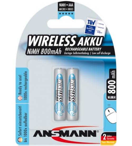 Ansmann 5035503 800mah AAA Rechargeable 1.2V Batteries Carded 2