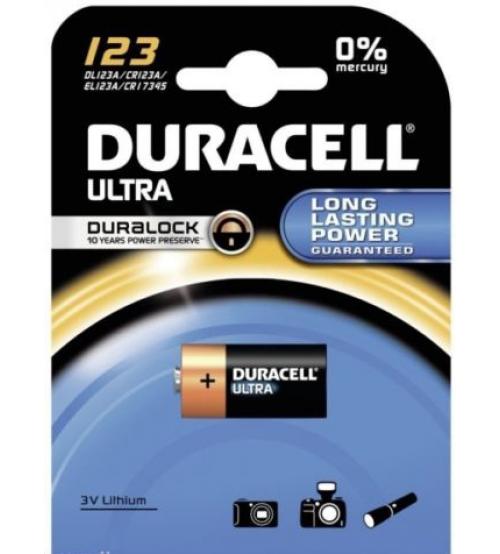 Duracell DL123 CR123 3V Photo Lithium Battery Carded 1