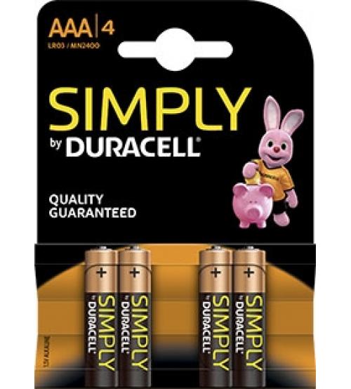 Duracell MN2400SIMPLY Simply AAA Alkalline Batteries Carded 4