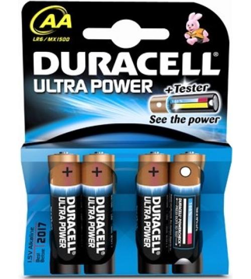 Duracell MX1500B4 Ultra Power Alkaline AA Batteries Carded 4
