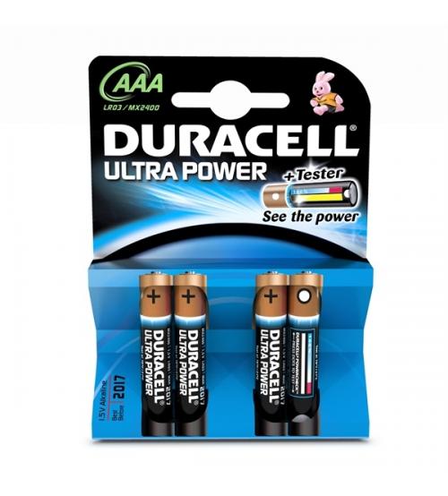 Duracell MX2400B4 Ultra Power Alkaline AAA Batteries Carded 4