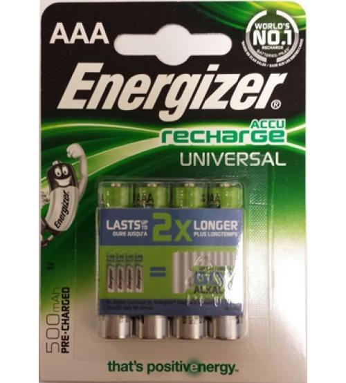 Energizer 638624 500mAh NiMH AAA Rechargeable Batteries Carded 4