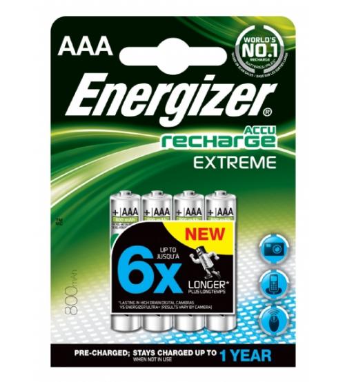 Energizer 638629 800mAh NiMH AAA Rechargeable Batteries Carded 4