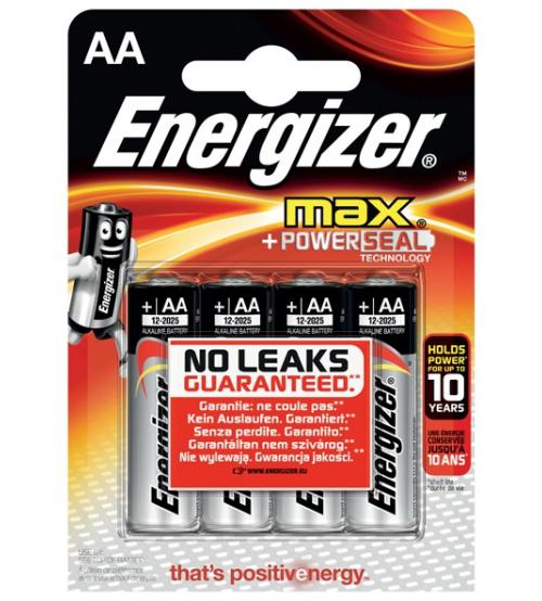Energizer E300112500 MAX AA Standard Alkaline Batteries Carded 4