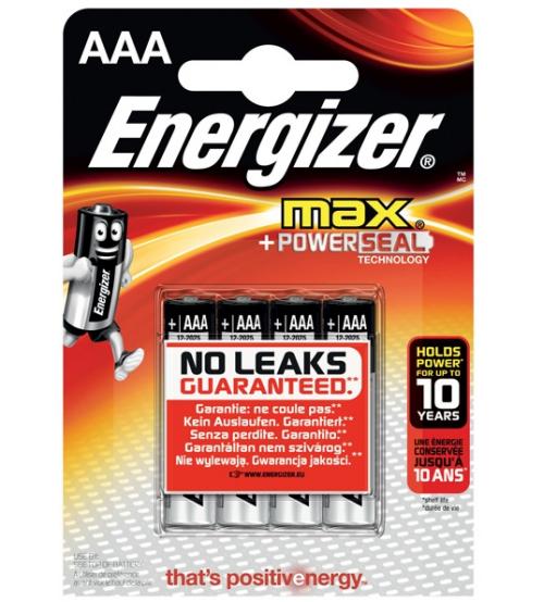 Energizer E30013180024200 MAX AAA Alkaline Batteries Carded 4