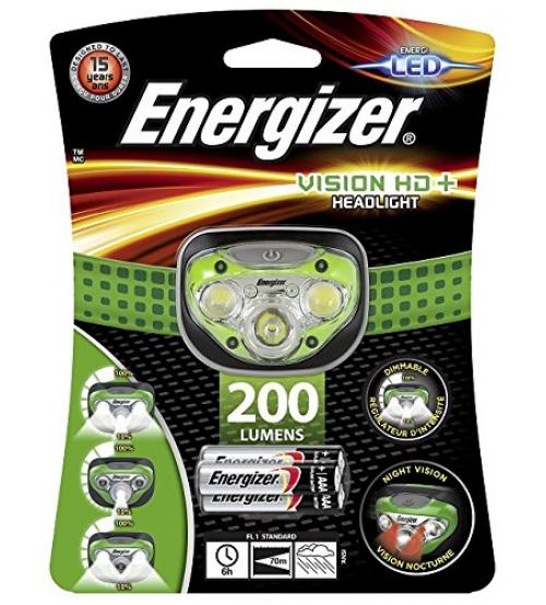 Energizer E300280600 Vision HD+ Headlight with 3 x AAA Alkaline Batteries