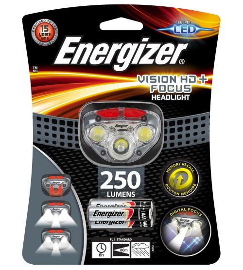 Energizer E300280700 Vision HD+ Focus Headlight with 3 x AAA Alkaline Batteries