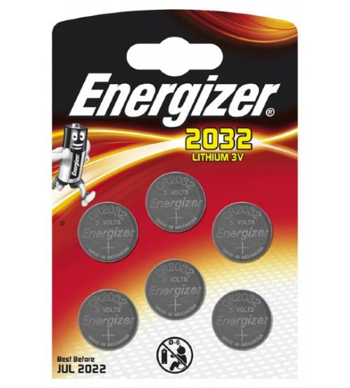 Energizer E300303700 CR2032 3V Lithium Coin Cells Carded 6