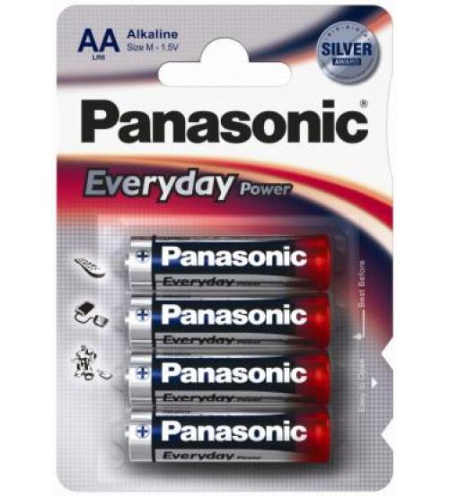 Panasonic LR6EPS/4BP Power Silver Alkaline AA Batteries Carded 4