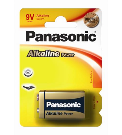 Panasonic 6LR61APB/1BP Alkaline Power Bronze PP3 9V Size Batteries Carded 1