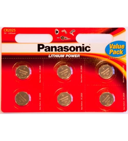 Panasonic CR2025-C6 3V Lithium Coin Cells Carded 6
