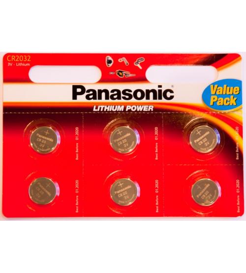 Panasonic CR2032-C6 3V Lithium Coin Cells Carded 6