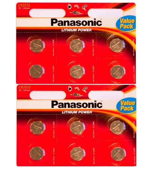 Panasonic CR2032 3V Lithium Coin Batteries Pack of 12