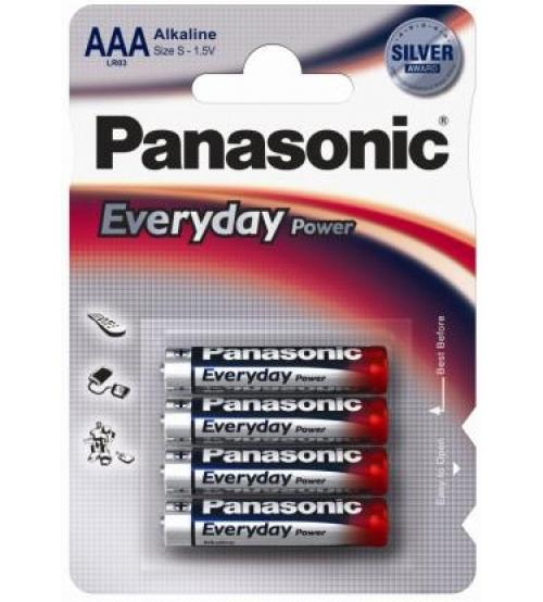Panasonic LR03EPS/4BP Everyday Power Silver Alkaline AAA Batteries Carded 4