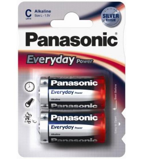 Panasonic LR14EPS/2BP Everyday Power Silver C Size Alkaline Batteries Carded 2