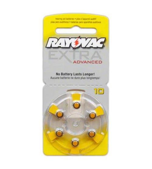 Rayovac RAY10AU-6 Extra Advanced 1.4V Zinc Air Hearing Aid Batteries Carded 6