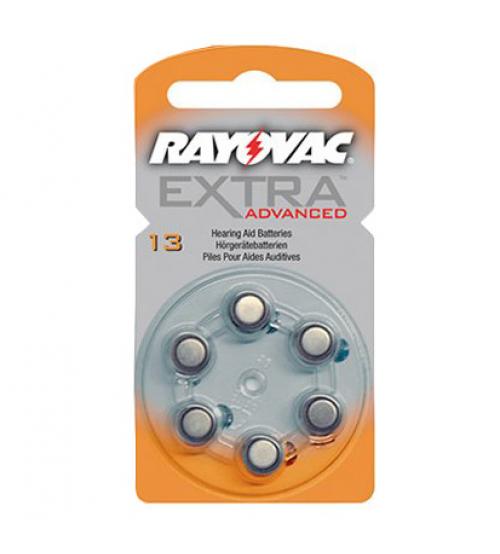 Rayovac RAY13EA-6 Extra Advanced 1.4V Zinc Air Hearing Aid Batteries Carded 6