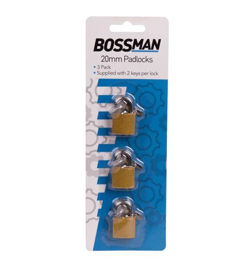 Bossman 3PC 20mm Compact Mini Suitcase Travel Luggage Padlocks with 2 Keys