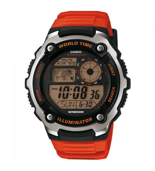 Casio AE-2100W-4AVEF World Time LCD Watch - Orange