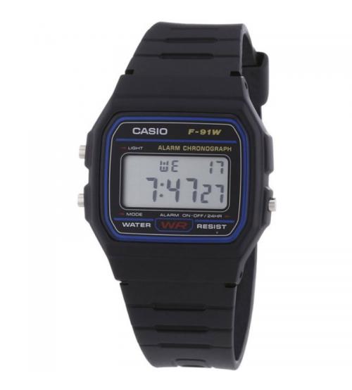 Casio F-91W-1YER Casual Digital Watch with Black Resin Strap