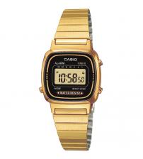 Casio LA670WEGA-1EF Ladies Black Dial Gold Plated Digital Watch