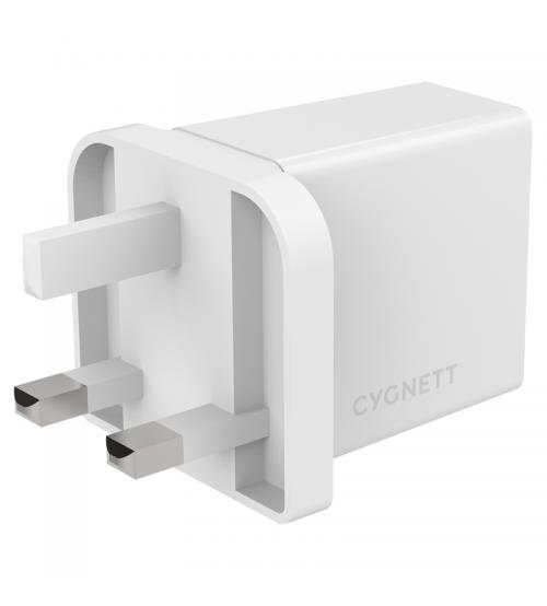 Cygnett CY3108POPLU PowerPlus 18W Total Charger + USB-C to USB-C cable - UK White