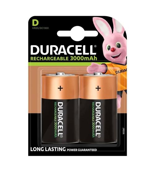 Duracell S3092 D Size 3000mAh Rechargeable Batteries - Pack of 2