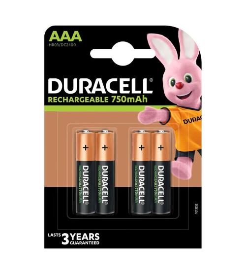 Duracell S5272 AAA 750mAh Rechargeable Batteries - Pack of 4