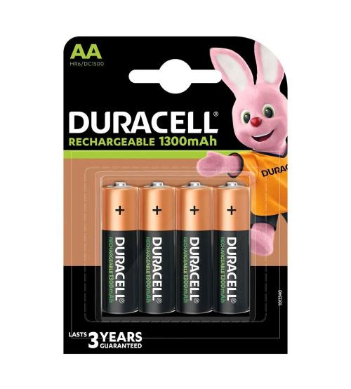 Duracell S6890 AA 1300mAh Rechargeable Batteries - Pack of 4
