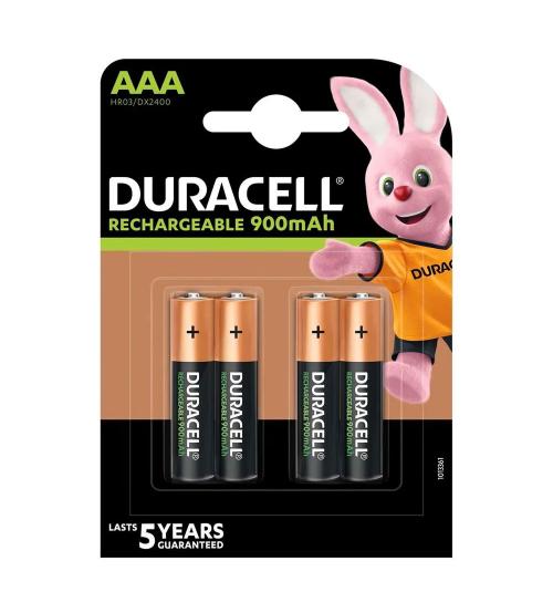 Duracell S7662 AAA 900mAh Rechargeable Batteries - Pack of 4