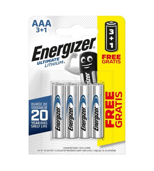 Energizer 635883 Ultimate Lithium AAA Batteries Carded 3+1