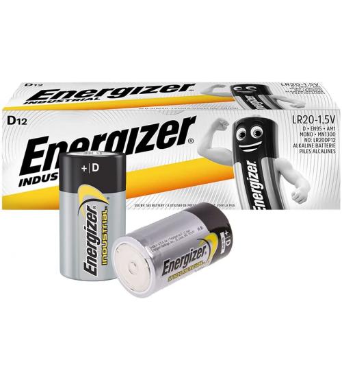 Energizer 636108 Industrial D Size Alkaline Batteries Pack of 12