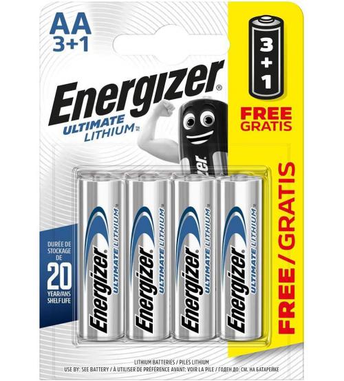 Energizer 636897 Ultimate Lithium AA Batteries Carded 3+1