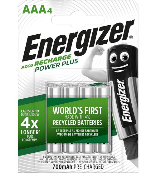 Energizer 638626 Pre Charged 700mAh AAA Rechargeable Batteries Carded 4