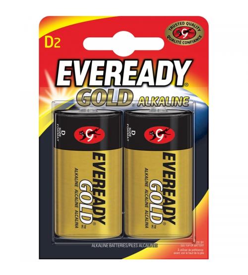 Energizer E300786500 Eveready Gold D Size Alkaline Batteries Carded 2