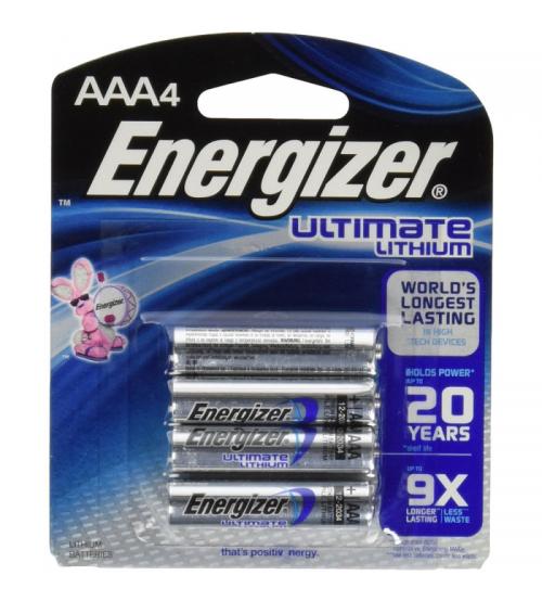 Energizer L92 Ultimate Lithium Battery AAA Size - 4 Pack