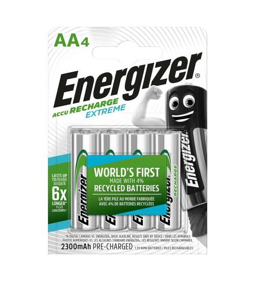 Energizer S10262 AA 2300mAh Recharge Extreme Batteries - Pack of 4