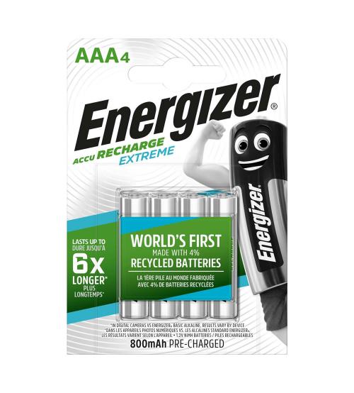 Energizer S10263 AAA 800mAh Recharge Extreme Batteries - Pack of 4