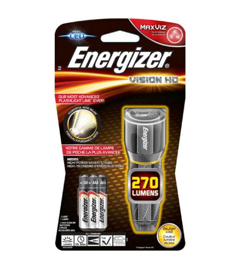 Energizer S12116 Metal Vision HD LED Torch with 3x AAA Batteries
