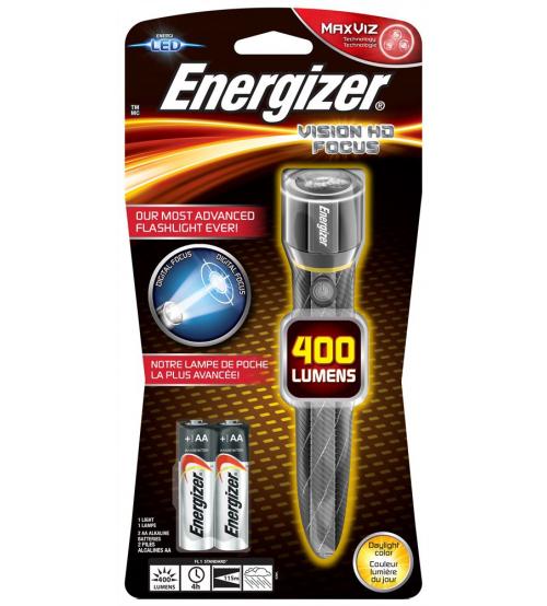 Energizer S12117 Metal Vision HD LED Torch with 2x AA Batteries