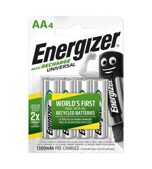 Energizer S625 AA 1300mAh Recharge Universal Batteries - Pack of 4