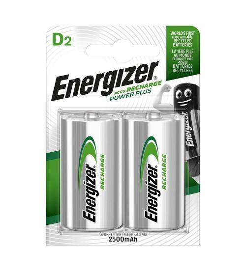 Energizer S639 D Size 2500mAh Recharge Power Plus Batteries - Pack of 2