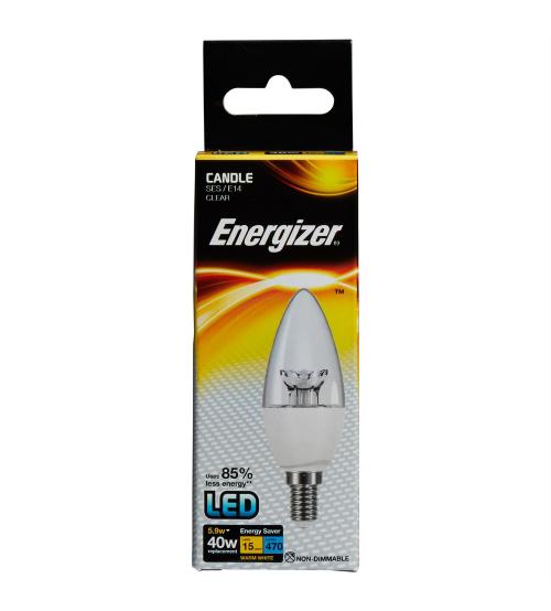 Energizer S8853 6W 470LM E14 Clear LED Candle Bulb - Warm White