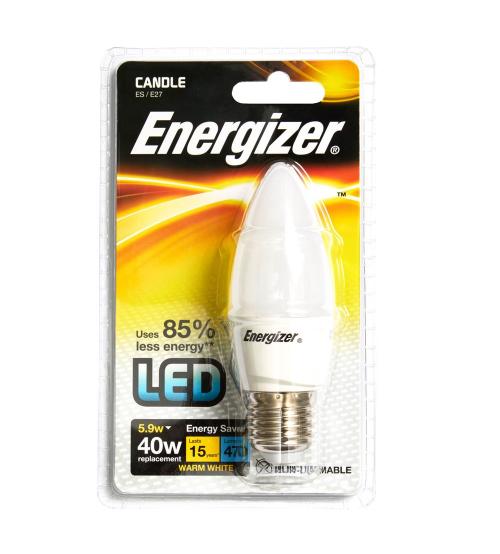 Energizer S8881 6W 470LM E27 Opal LED Candle Bulb - Warm White