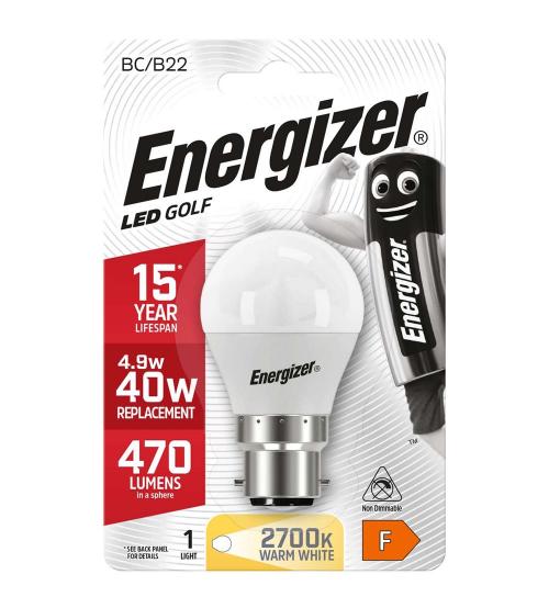 Energizer S8695 6W 470LM Golf B22 LED Bulb - Warm White